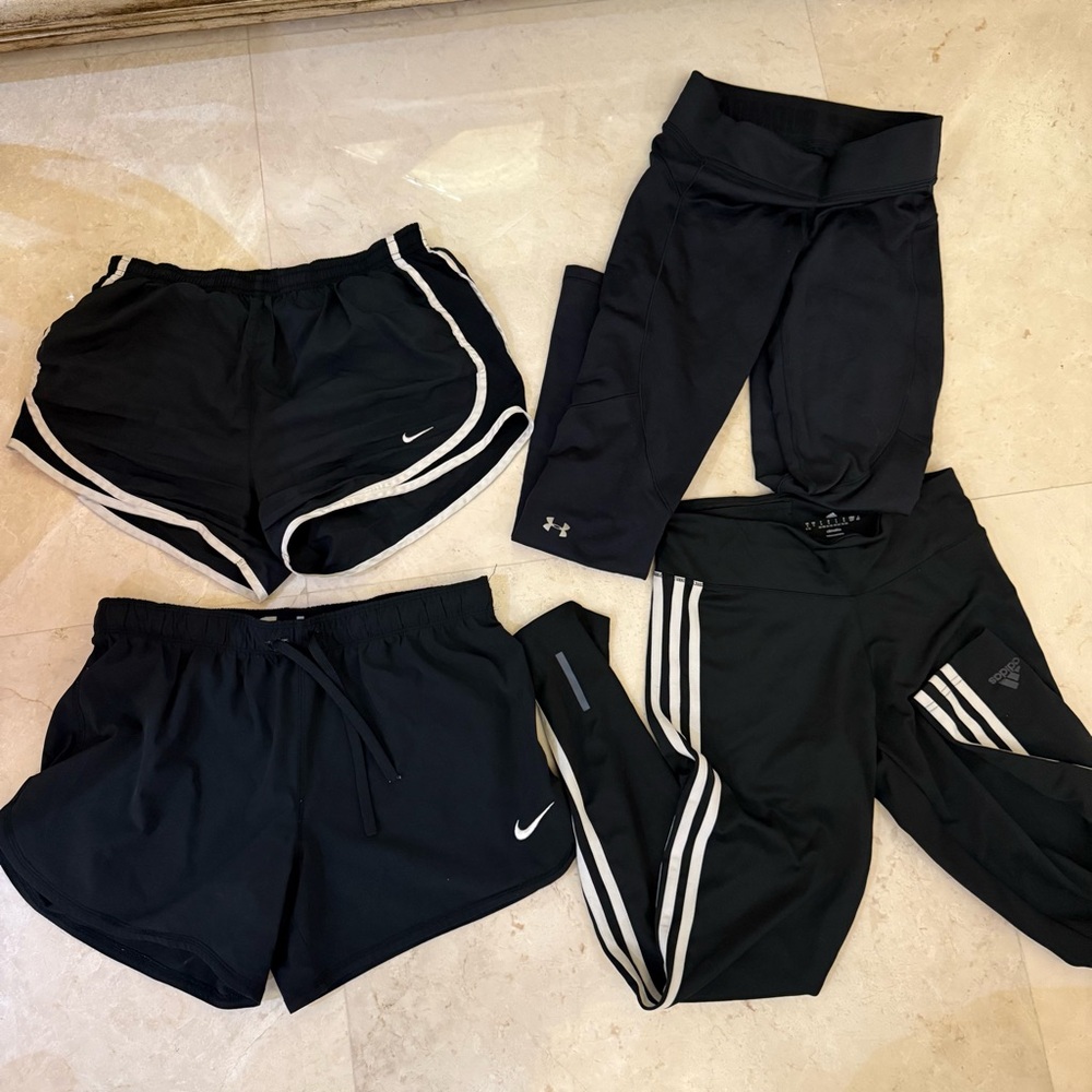 Black Athletic shorts/leggings bundle Nike/ Under Armour/ Adidas SIZE SMALL